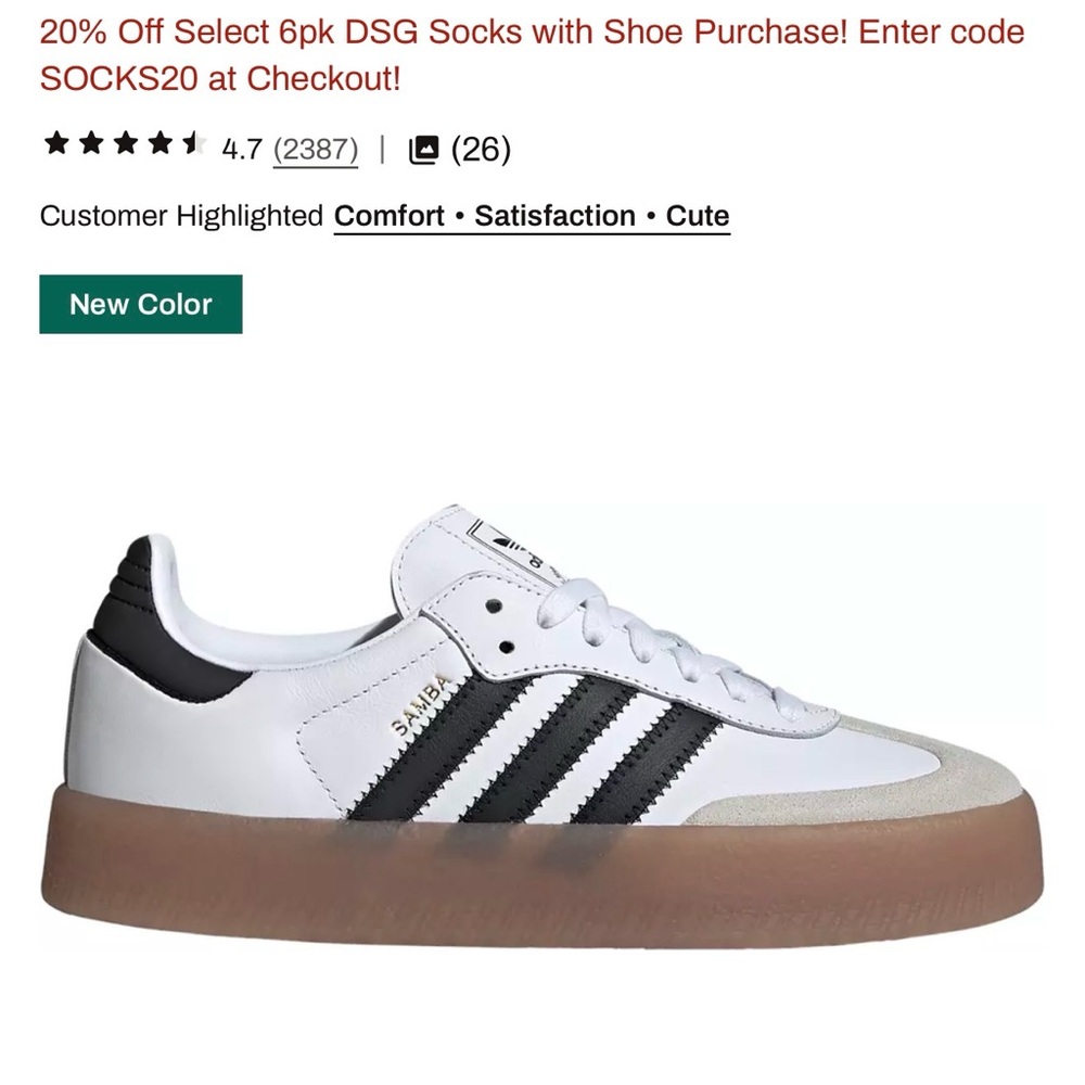 adidas sambae White and Black Low-Top platform Sneakers with Gum Sole 8